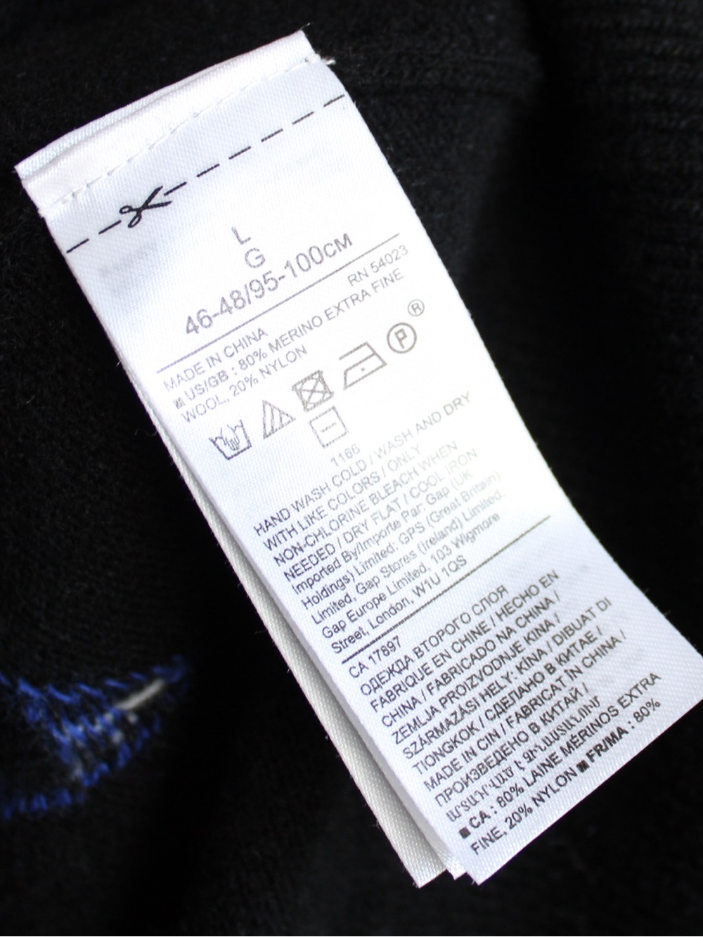 Banana Republic Wool Black Crewneck Sweater with White Colorful Stars sz Large - Picture 3 of 3